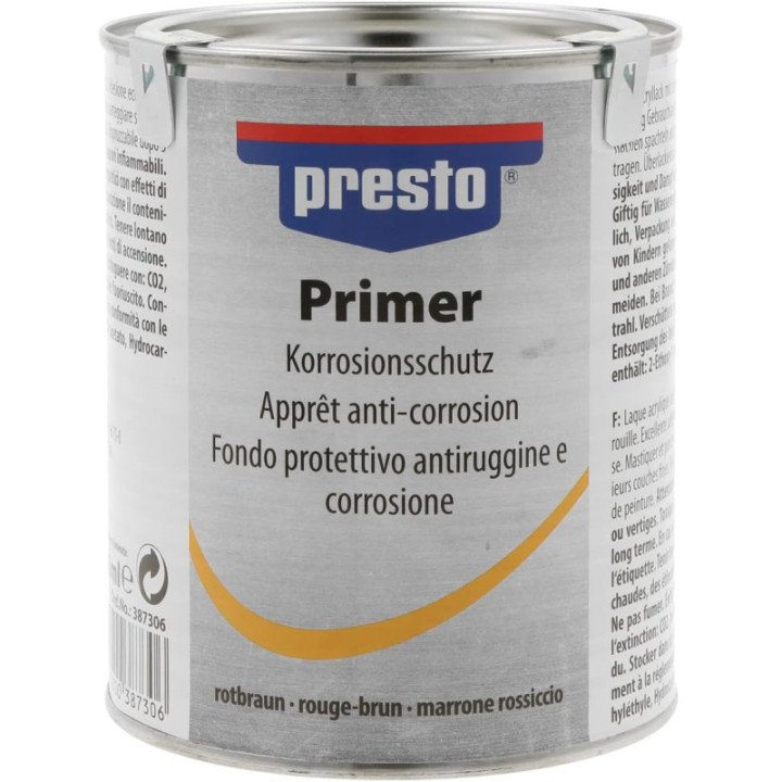 Apprêt - Primaire - Anti-corrosion - Rouge-brun - Pour métal - Presto - Pot de 750ml