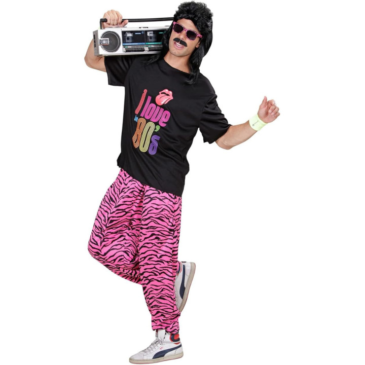 Déguisement - Années 80 - Baggy + Tee-shirt - Adulte - Homme - Taille S