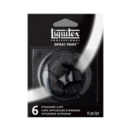Lot de 6 caps pour bombe de peinture - noir - Liquitex