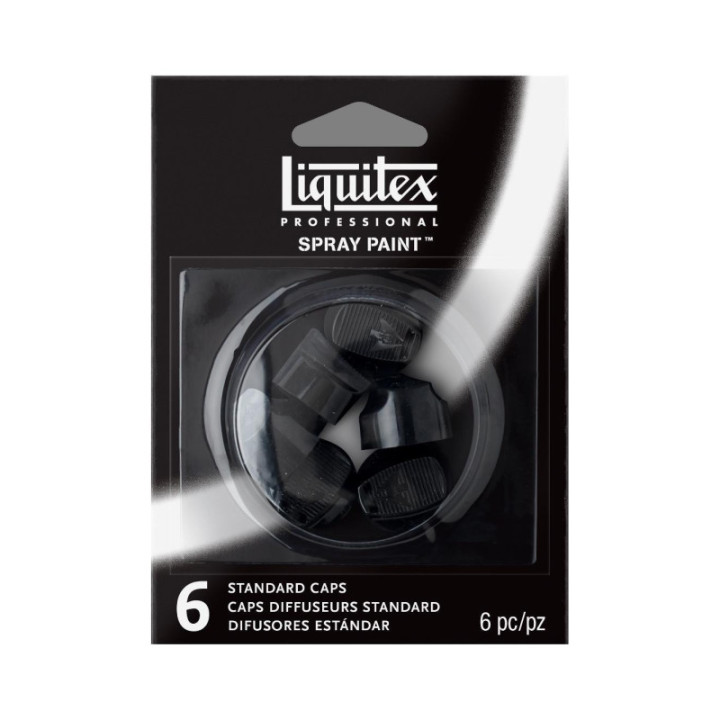 Lot de 6 caps pour bombe de peinture - noir - Liquitex