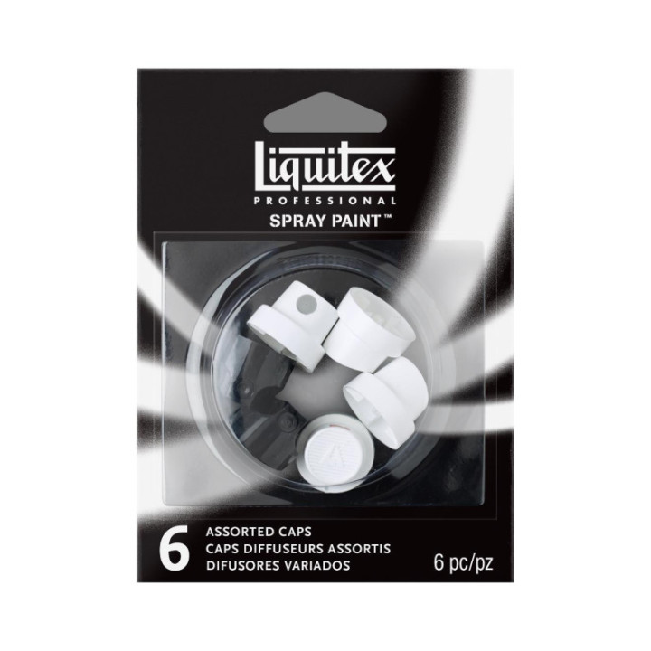 Lot de 6 caps pour bombe de peinture - noir et blanc - Liquitex