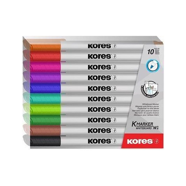 Lot De 10 Feutres Pour Tableau Blanc Pointe Fine - Kores