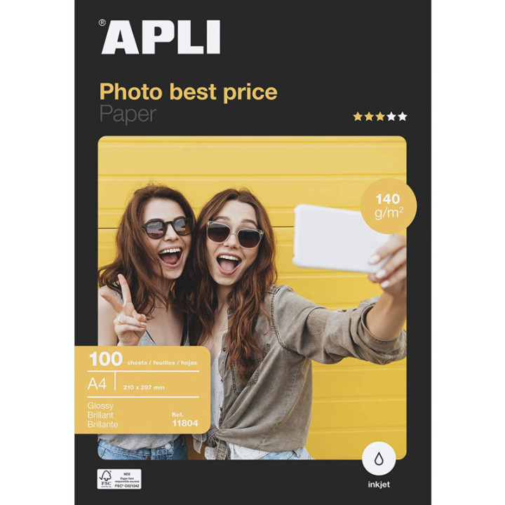 Papier photo - Brillant - Bestprice - A4 140 g 100 feuilles - Apli