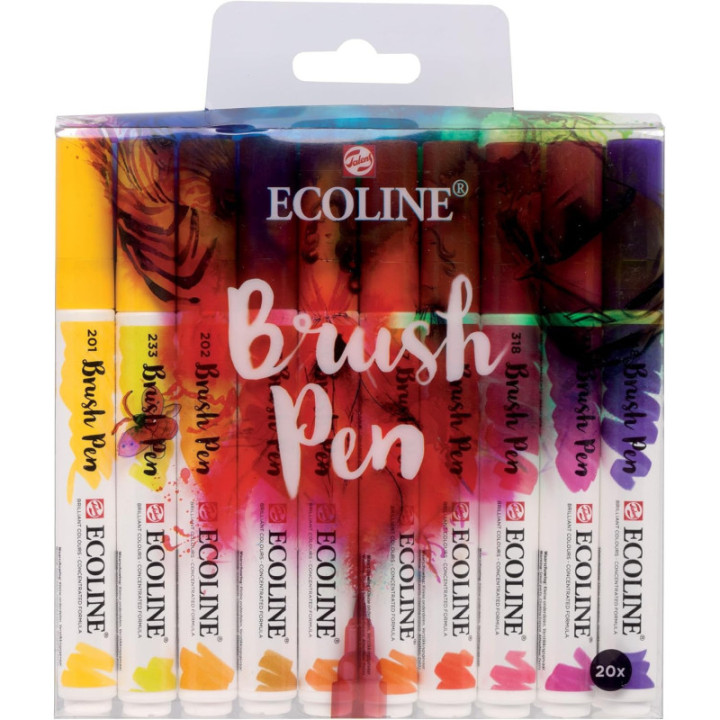 Feutres - Pointe pinceau - 20 couleurs - Aquarellable - Ecoline Brush Pen