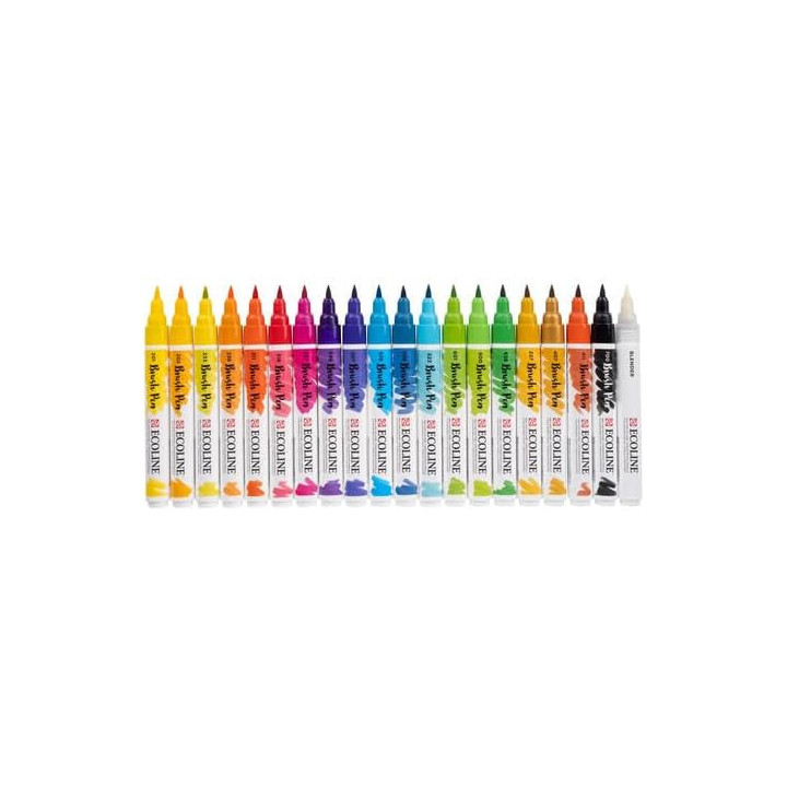 Feutres - Pointe pinceau - 20 couleurs - Aquarellable - Ecoline Brush Pen