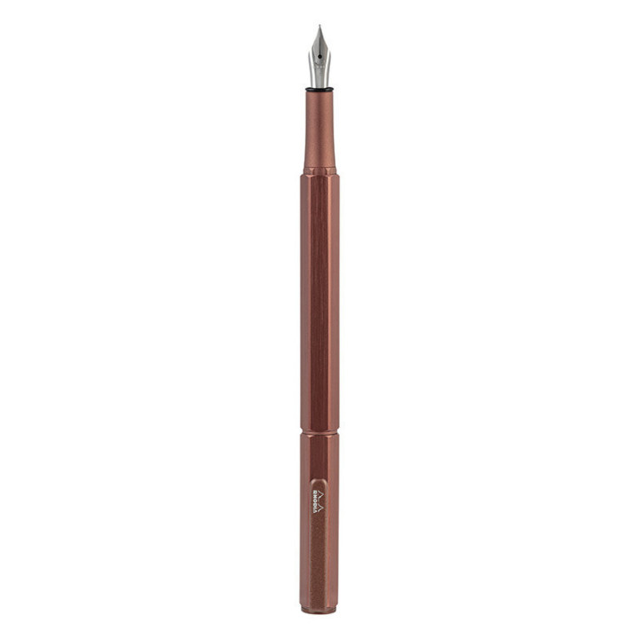 Stylo à plume - Alu - Marron - Plume iridium fine - Rechargeable - Rhodia scRipt
