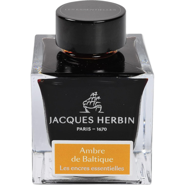 Encre pour calligraphie - Ambre de Baltique - Les encres essentielles - Herbin - Flacon 50ml