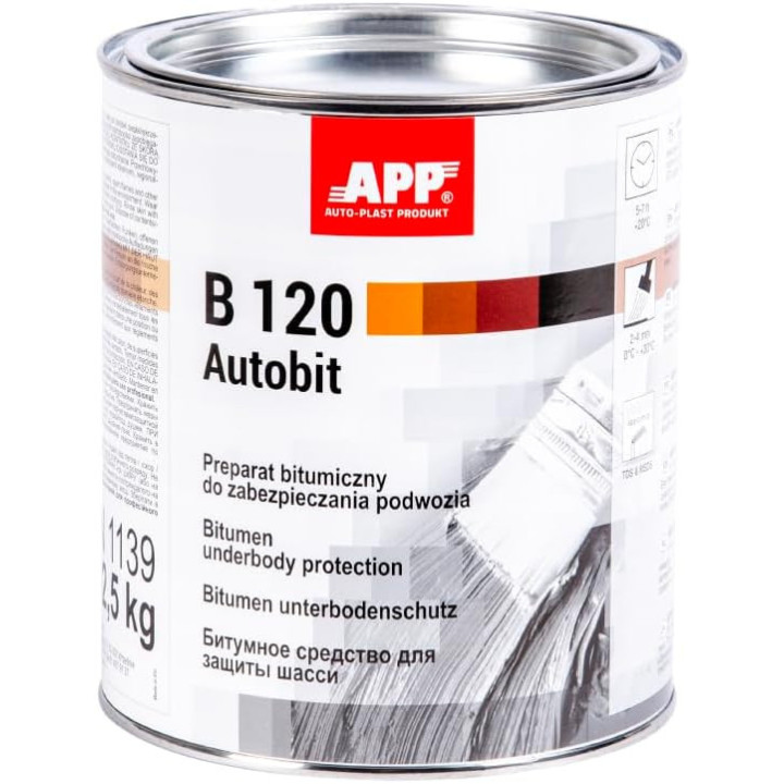 Protection pour bas de caisse - Antirouille - Anti gravillon - Noir - Goudron liquide - APP B120 - 1,3kg