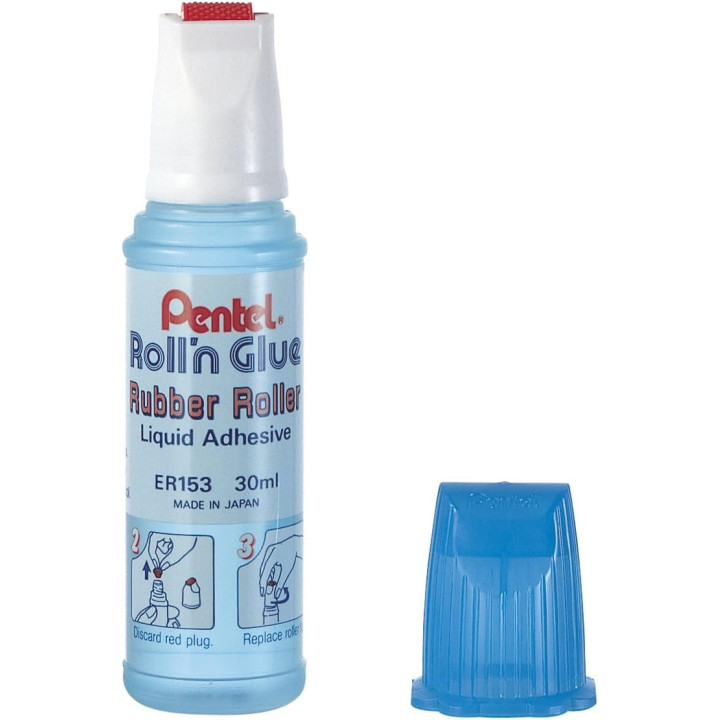 Colle liquide - Flacon avec rouleau applicateur - Pour papier, carton - Pentel - Roll'n Glue