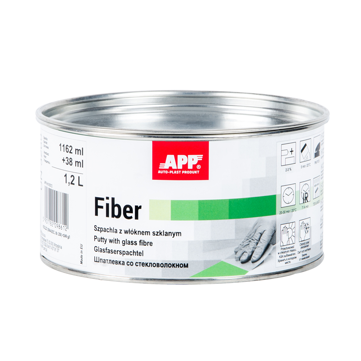 Mastic polyester - Bi-composant - Avec fibre de verre - Acier, bois, béton, plastique - APP - 1,2L