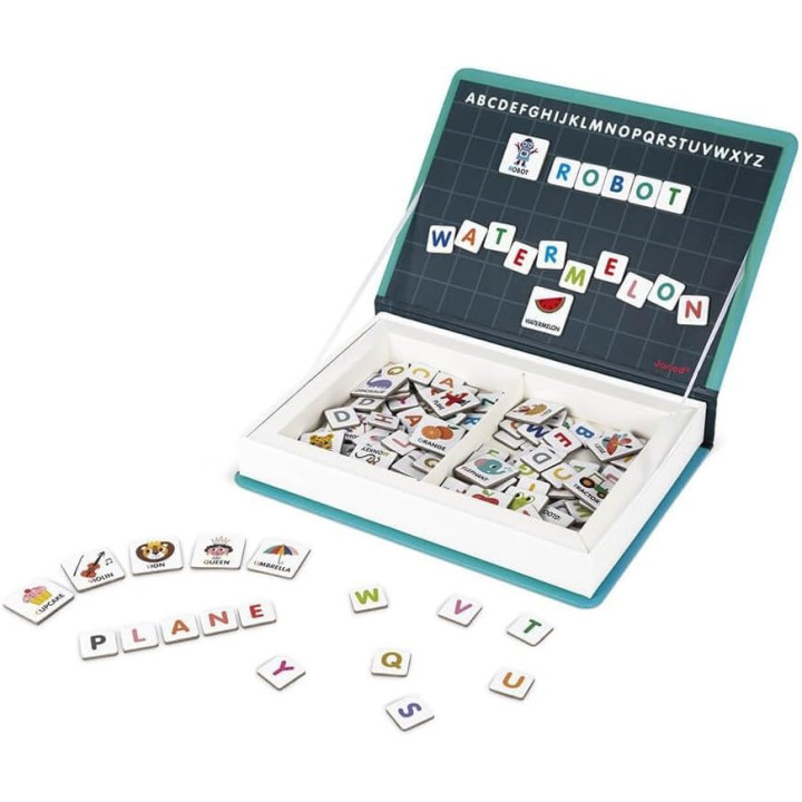 Jeu éducatif - Apprendre l'anglais - Dès 3 ans - Magneti'Book Alphabet - 142 pièces - Janod