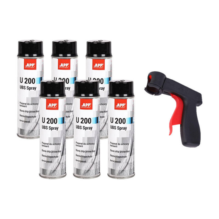 Anti gravillons - Protection bas de caisse - Noir - APP U200 - 6x500ml + poignée pistolet