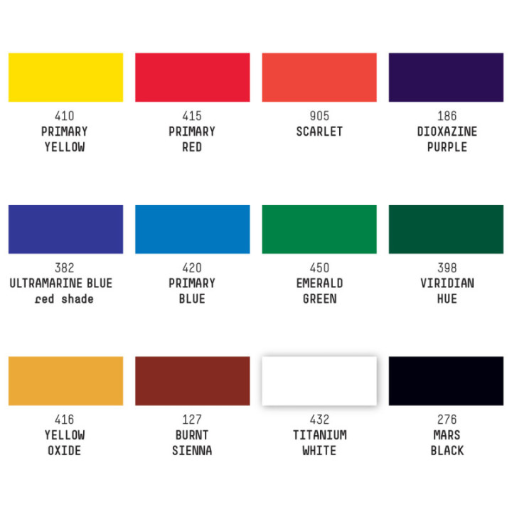 Gouache acrylique - Mate - 12 couleurs - Flacons 22ml - Liquitex - Beaux-arts