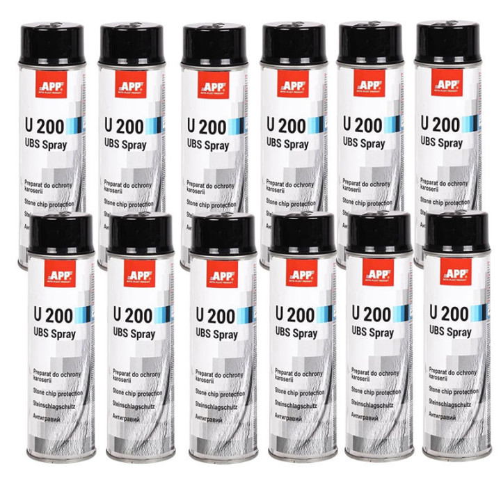 Anti gravillons - Protection bas de caisse - Voiture - Noir - Antirouille - APP U200 - 12x500ml