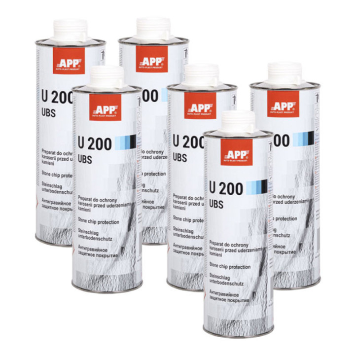 Anti gravillon - Blanc - Anti corrosion - Carrosserie - APP - 6 bidons 1L U200