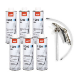 Anti gravillon - Blanc - Anti corrosion - Carrosserie - APP - 6 bidons 1L U200 + pistolet pulvérisation