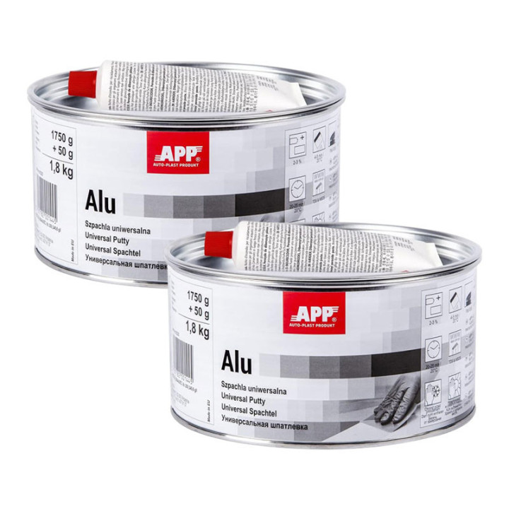 Mastic - Polyester - Aluminium - Pour carrosserie - Industrie - 2 pots 1,8kg - APP