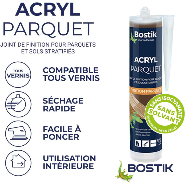 Mastic de finition  - Parquets et sols stratifiés - Couleur Wengé - Finition parquet - Bostik - 300ml