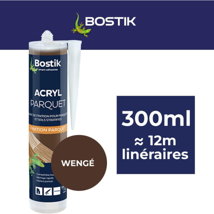 Mastic de finition  - Parquets et sols stratifiés - Couleur Wengé - Finition parquet - Bostik - 300ml