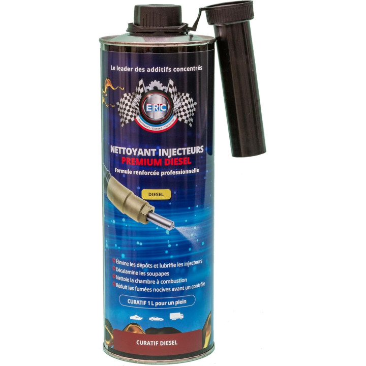 Nettoyant pour injecteurs - Premium diesel - Nettoie et réduit conso carburant - ERC - 1L