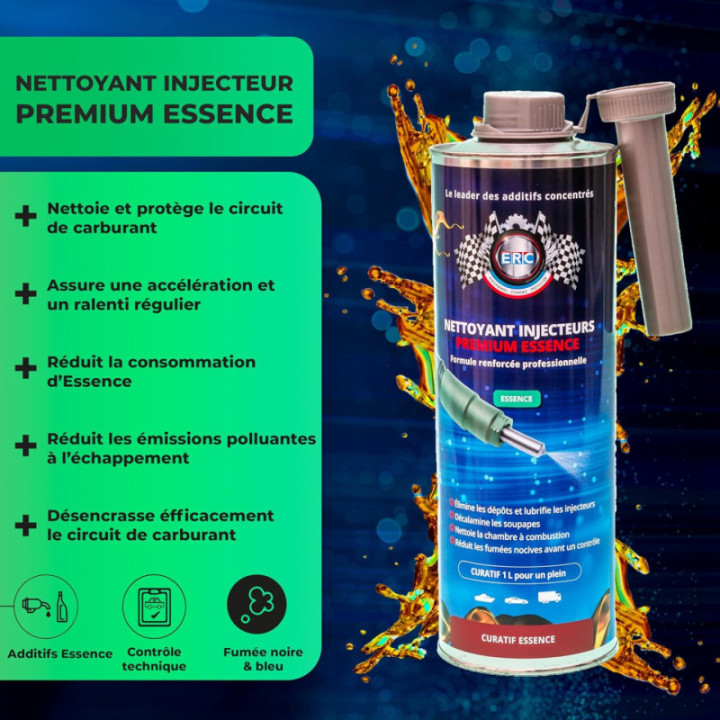 Nettoyant pour injecteurs - Premium essence - Nettoie et réduit conso carburant - ERC - 1L