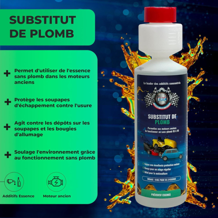 Substitut de plomb - Additif essence - Permet aux moteurs de fonctionner au Sans-Plomb - ERC - 250ml