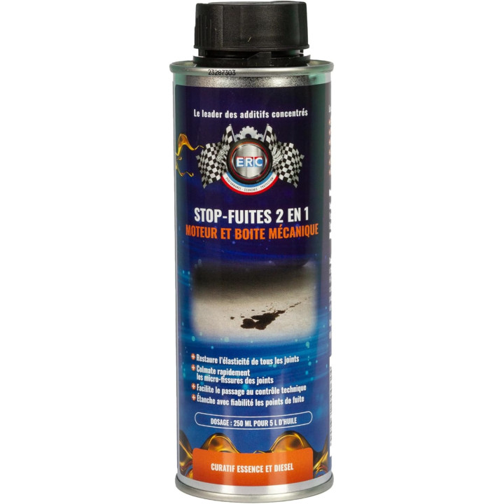 Additif - Stop-fuites 2 en 1 - Moteur et boite mécanique - Essence - Diesel - ERC - 250ml