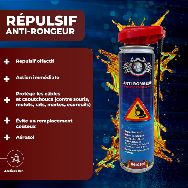Produit anti-rongeur - Répulsif pour rats et souris - Action rapide - ERC - 300ml
