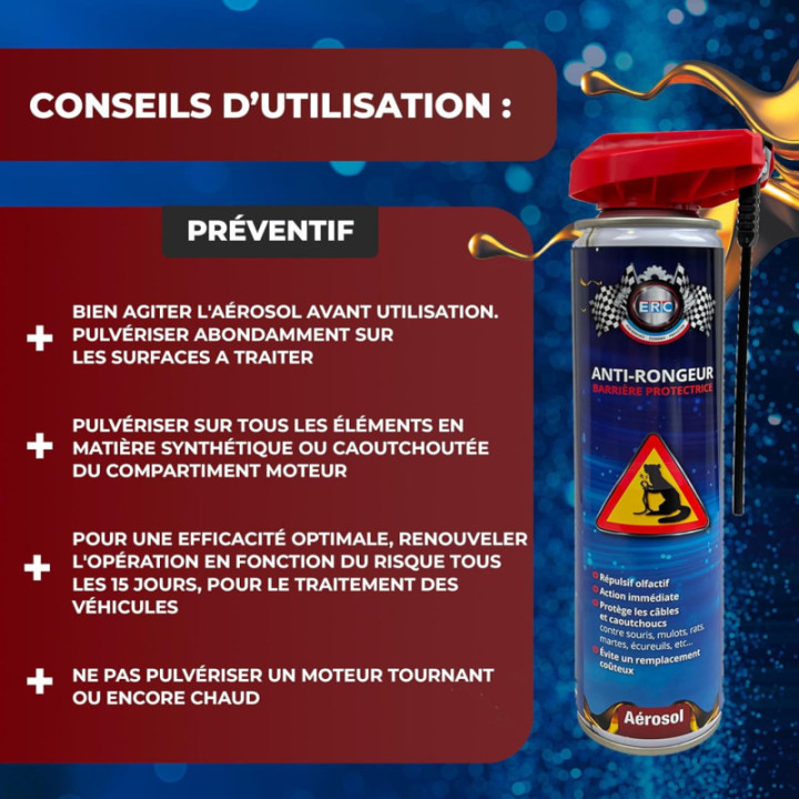 Produit anti-rongeur - Répulsif pour rats et souris - Action rapide - ERC - 300ml