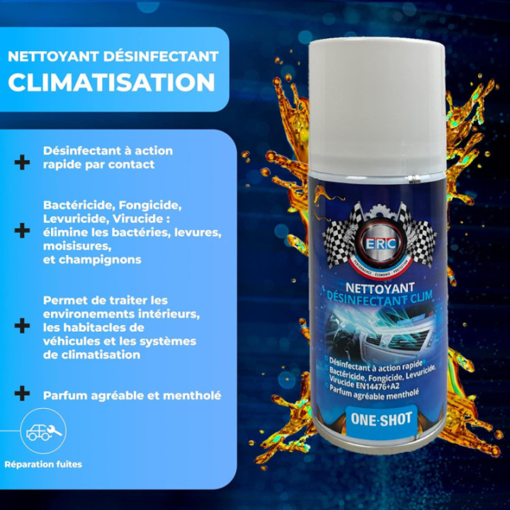 Nettoyant climatisation - Désinfectant - Action rapide - Parfum menthe - ERC - 150ml