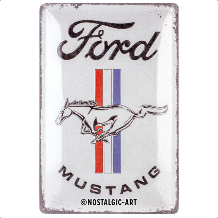 Plaque - Enseigne publicitaire - Vintage - Ford Mustang - Design rétro - 20x30cm