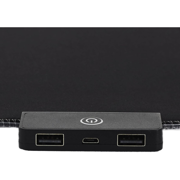 Tapis de souris - Gamer - Noir - Grand format 80x30cm - 2 ports USB + éclairage RGB