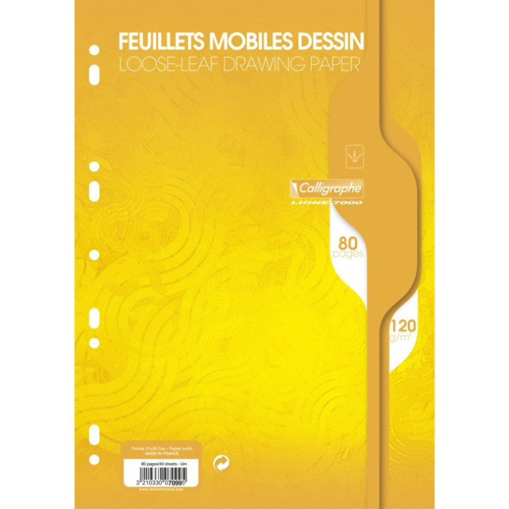 Copies simples - Blanche - Uni - Dessin - Perforées - A4 - 120G - Clairefontaine