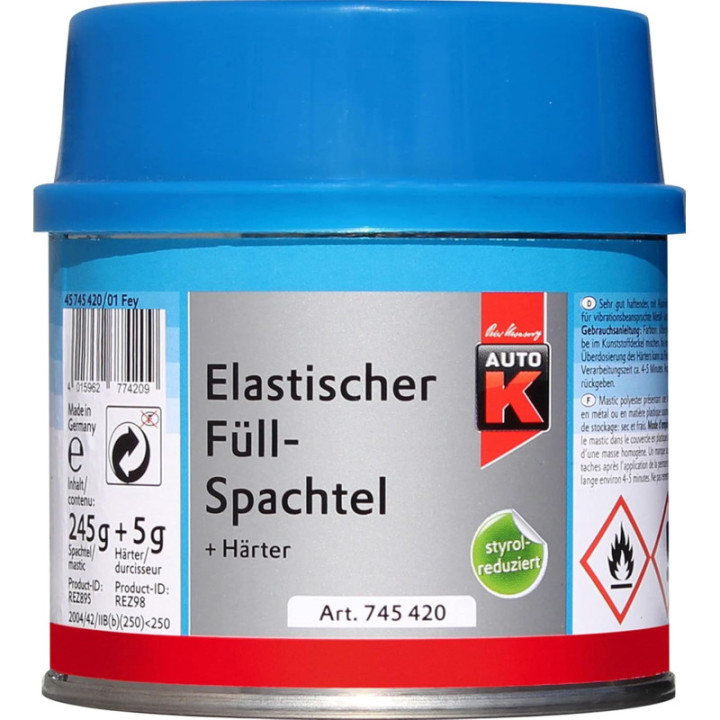 Mastic - Universel - Polyester - Durcisseur inclus - Rebouchage, lissage - Auto-K - 250g