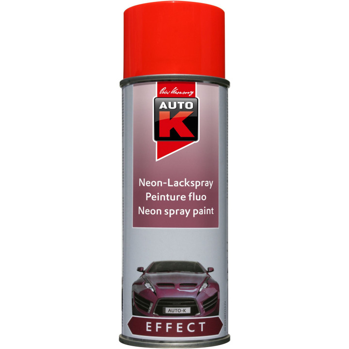 Bombe de peinture - Métal, tôle et plastique - Rouge fluo - 400ml - Auto-K