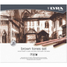 Coffret crayons, pastels + accessoires - Tons marron - Portrait, paysage - Lyra