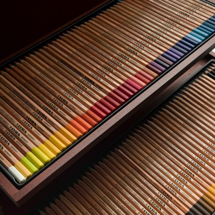 Crayons de couleur - Aquarelle - Haute qualité - 96 couleurs + accessoires - Coffret bois - Beaux-arts - Lyra