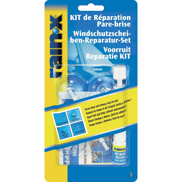 Kit de réparation pour pare-brise - Répare fissures et impacts - Action rapide - Rain-X