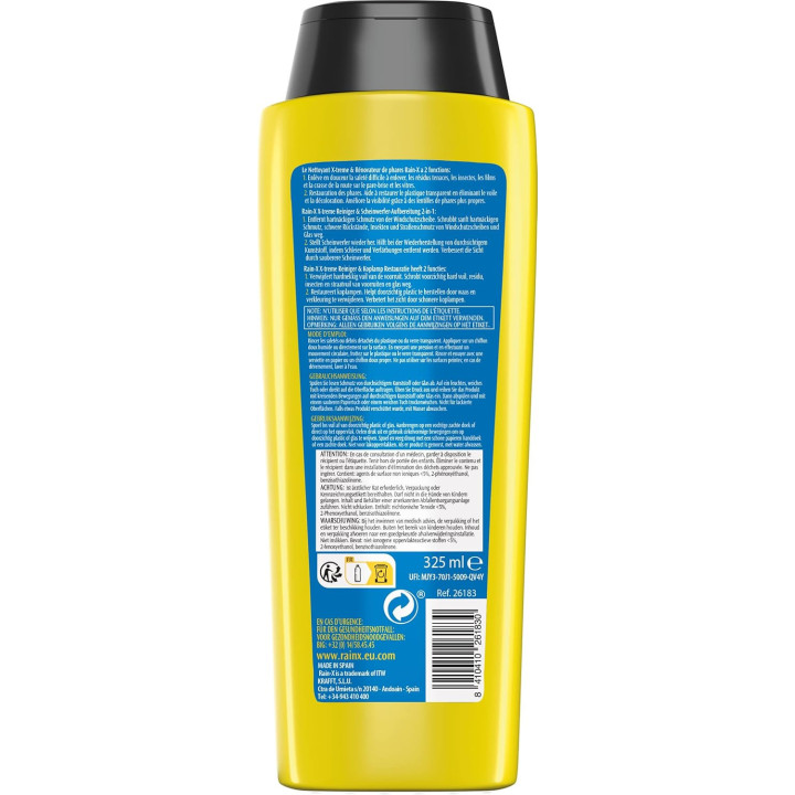 Produit nettoyant et rénovateur - Phares - Vitres - Voiture - Rain-X - 325ml