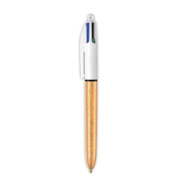 Stylo bille - 4 couleurs - Pointe moyenne - Bic - Corps or doré