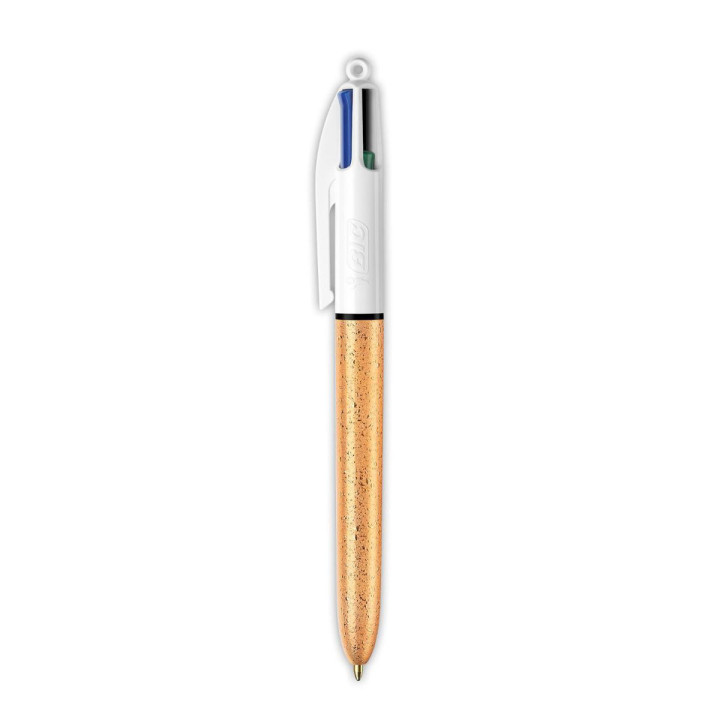 Stylo bille - 4 couleurs - Pointe moyenne - Bic - Corps or doré