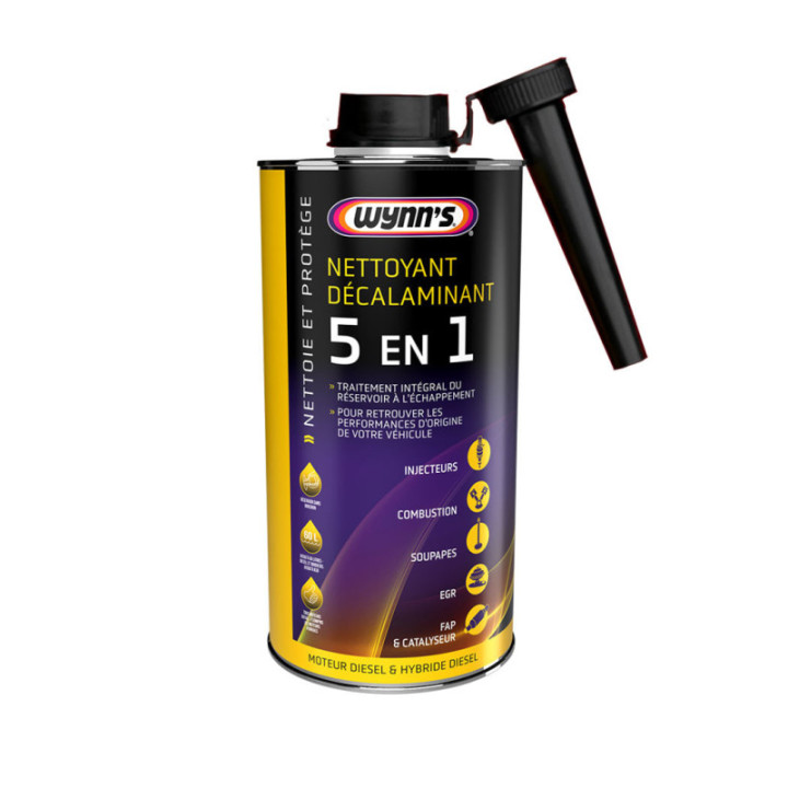 Additif - Nettoyant décalaminant - Diesel - 5en1 - Injecteurs, soupapes - Wynn's