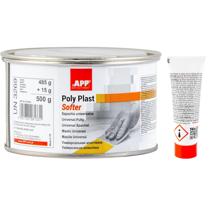 Mastic - Universel - Polyester - Durcisseur inclus - Tous supports - APP Poly Plast Softer