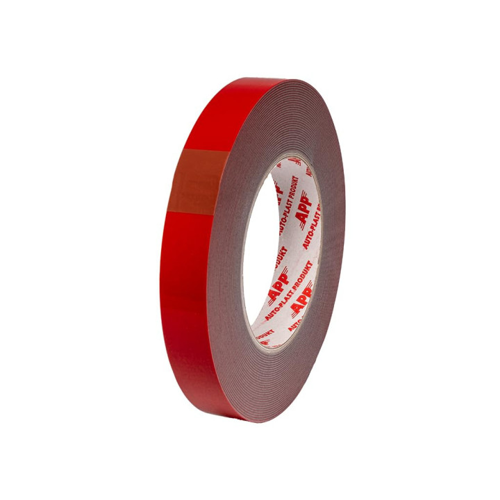 Ruban adhésif - Pour montage - Double face - Extra fort - Rouge - 10mx19mm - APP