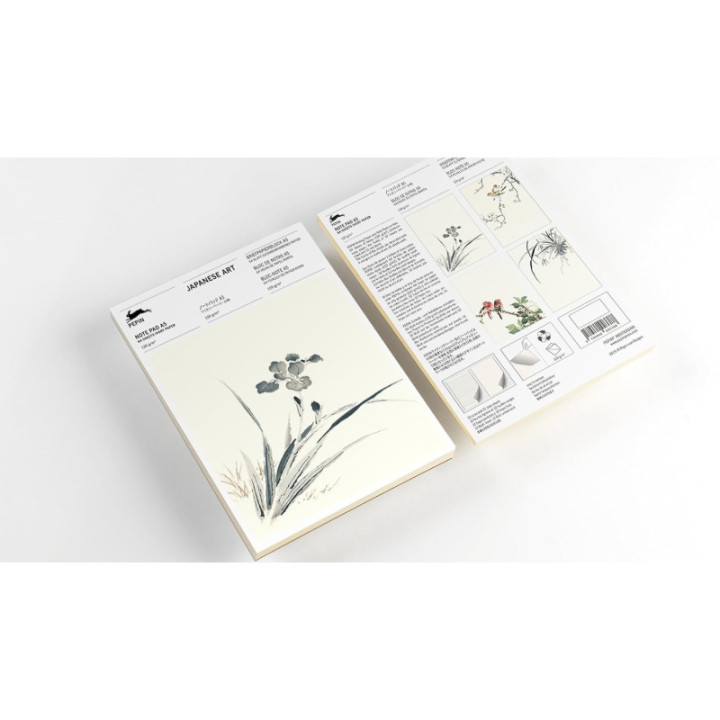 Bloc-notes - A5 - 64 feuilles papier ivoire - 120g - Avec estampes japonaises