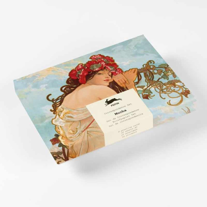 Coffret de correspondance - Papier à lettres + enveloppes + autocollants - Oeuvres Alphonse Mucha