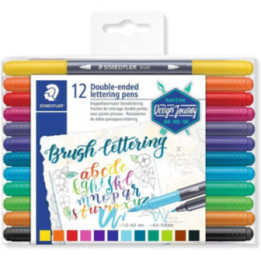 12 feutres pour la calligraphie - Deux pointes - Assortis -  Brush Letter Duo 3004 - Staedtler