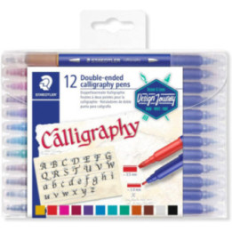 12 feutres de couleur - Calligraphie - Deux pointes - Assortis - Staedtler