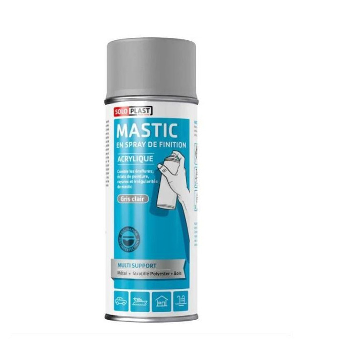 Mastic de finition - Acrylique - Multi support - Gris clair - Soloplast - Aérosol 400ml