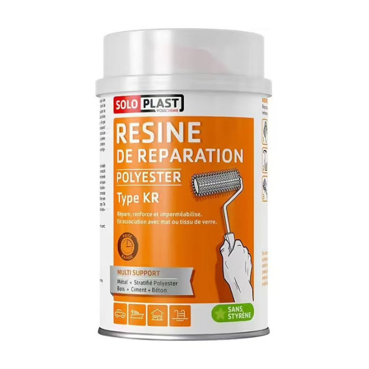 Résine de réparation - Polyester - Type KR - Multi support - Soloplast - 1kg